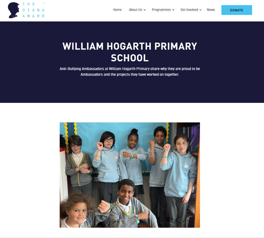Image of William Hogarth School featured on The Diana Award website